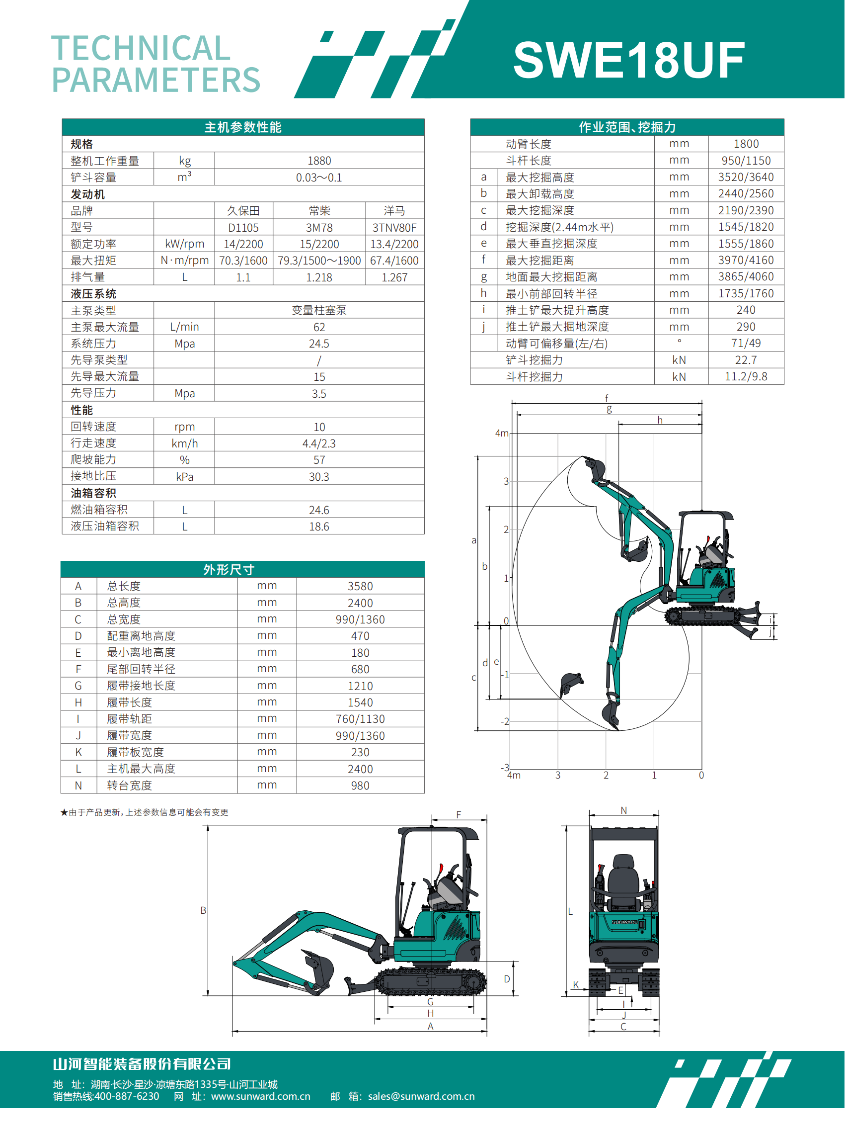 SWE18UF 微型挖掘機